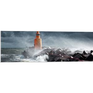 WallClassics - PVC Schuimplaat- Uitkijktoren op Zee - 90x30 cm Foto op PVC Schuimplaat