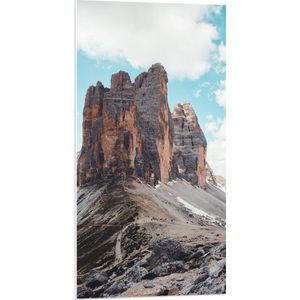 WallClassics - PVC Schuimplaat - Montain Range Drei Zinnen - 50x100 cm Foto op PVC Schuimplaat (Met Ophangsysteem)