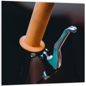 WallClassics - PVC Schuimplaat - Close up van Handvat en Rem van Fiets - 100x100 cm Foto op PVC Schuimplaat (Met Ophangsysteem)