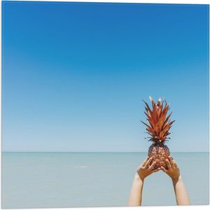 WallClassics - Vlag - Ananas boven de Zee - 50x50 cm Foto op Polyester Vlag