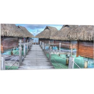 WallClassics - Vlag - Strandhuisjes Bora Bora - 100x50 cm Foto op Polyester Vlag