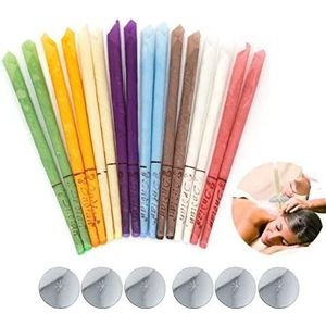 16 stuks oorkaarsen, oorsmeer verwijderaar, oorkaarsen, natuurlijke oorkaarsen, oorkaars van natuurlijke bijenwas met 6 beschermschijven, voor het reinigen van de oren