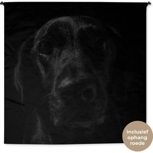 Wandkleed - Wanddoek - Hond - Huisdier - Zwart - 180x180 cm - Wandtapijt