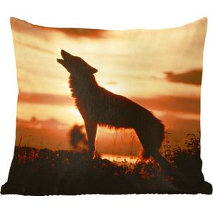Sierkussen - Wolf Zon Silhouet - Multicolor - 45 Cm X 45 Cm