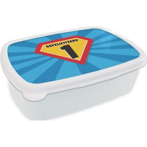 Broodtrommel Wit - Lunchbox - Brooddoos - Verjaardag - 1 Jaar - Superman - 18x12x6 cm - Volwassenen