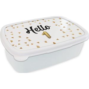 Broodtrommel Wit - Lunchbox - Brooddoos - Jubileum - Goud - 1 jaar - 18x12x6 cm - Volwassenen