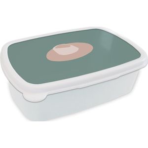 Broodtrommel Wit - Lunchbox - Brooddoos - Zomer - Hoed - Donkerblauw - 18x12x6 cm - Volwassenen