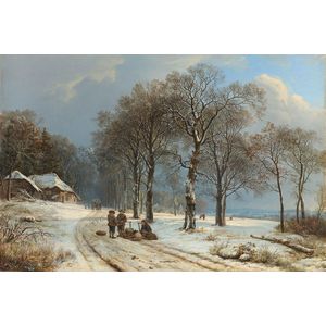 Barend Cornelis Koekkoek - Winterlandschap (1835) Canvas Print