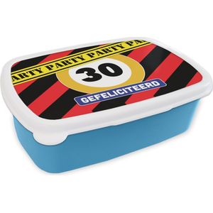 Broodtrommel Blauw - Lunchbox - Brooddoos - Verjaardag - Feest - 30 Jaar - 18x12x6 cm - Kinderen - Jongen