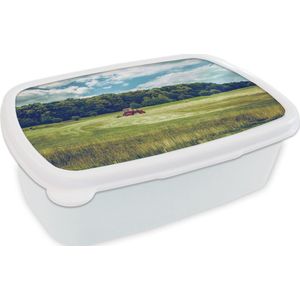 Broodtrommel Wit - Lunchbox - Brooddoos - Tractor - Boom - Riet - 18x12x6 cm - Volwassenen