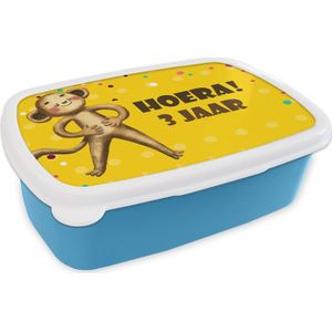 Broodtrommel Blauw - Lunchbox - Brooddoos - Verjaardag kind - 3 jaar - Knuffeldier - 18x12x6 cm - Kinderen - Jongen