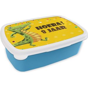 Broodtrommel Blauw - Lunchbox - Brooddoos - Jubileum - Krokodil - Versiering - 18x12x6 cm - Kinderen - Jongen