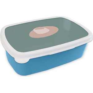 Broodtrommel Blauw - Lunchbox - Brooddoos - Zomer - Hoed - Donkerblauw - 18x12x6 cm - Kinderen - Jongen