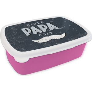 Broodtrommel Roze - Lunchbox - Brooddoos - Quotes - Vaderdag - Cadeau voor Man - Beste papa ooit - Spreuken - 18x12x6 cm - Kinderen - Meisje