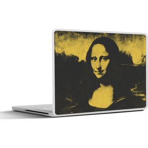 Laptop sticker - 14 inch - Mona Lisa - Leonardo da Vinci - Zwart - Geel - 32x5x23x5cm - Laptopstickers - Laptop skin - Cover