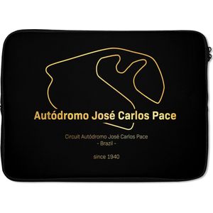 Laptophoes 14 inch - Brazilië - Formule 1 - Circuit - Laptop sleeve - Binnenmaat 34x23,5 cm - Zwarte achterkant - Cadeau voor man