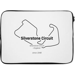 Laptophoes 14 inch - Formule 1 - Silverstone - Circuit - Laptop sleeve - Binnenmaat 34x23,5 cm - Zwarte achterkant - Cadeau voor man