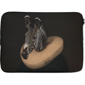 Laptophoes 14 inch - Schilderij - Zebra - Oude meesters - Laptop sleeve - Binnenmaat 34x23,5 cm - Zwarte achterkant