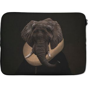 Laptophoes 13 inch - Oude meesters - Olifant - Kunst - Laptop sleeve - Binnenmaat 32x22,5 cm - Zwarte achterkant