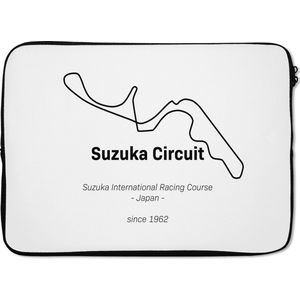 Laptophoes 14 inch - Formule 1 - Suzuka - Circuit - Laptop sleeve - Binnenmaat 34x23,5 cm - Zwarte achterkant - Cadeau voor man