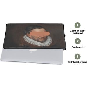 Laptophoes 17 inch - Willem van Oranje - Adriaen Thomasz - Schilderij - Laptop sleeve - Binnenmaat 42,5x30 cm - Zwarte achterkant