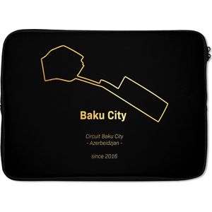 Laptophoes 14 inch - Baku - Formule 1 - Circuit - Laptop sleeve - Binnenmaat 34x23,5 cm - Zwarte achterkant - Cadeau voor man