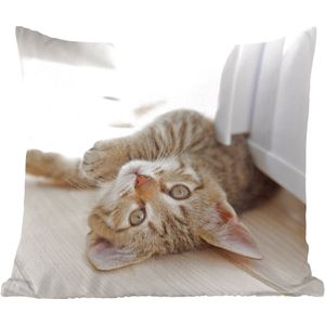 Sierkussen - Kitten Zon - Bruin - 40 Cm X 40 Cm