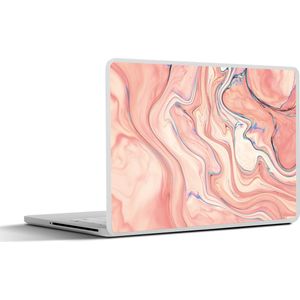 Laptop sticker - 10.1 inch - Marmer - Pastel - Roze - Blauw - Marmerlook - Abstract - 25x18cm - Laptopstickers - Laptop skin - Cover