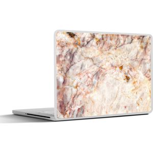 Laptop sticker - 17.3 inch - Marmer print - Oranje - Bruin - 40x30cm - Laptopstickers - Laptop skin - Cover