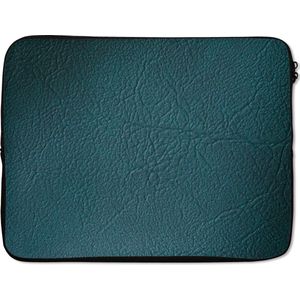 Laptophoes 17 inch - Leer - Lederlook - Groen - Blauw - Laptop sleeve - Binnenmaat 42,5x30 cm - Zwarte achterkant - Back to school spullen - Schoolspullen jongens en meisjes middelbare school - Macbook air hoes - Chromebook sleeve