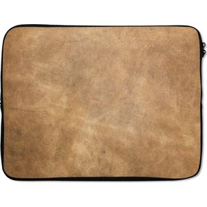 Laptophoes 17 inch - Leer - Structuur - Lederlook - Bruin - Laptop sleeve - Binnenmaat 42,5x30 cm - Zwarte achterkant - Back to school spullen - Schoolspullen jongens en meisjes middelbare school - Macbook air hoes - Chromebook sleeve