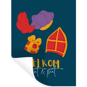 Muurstickers - Sticker Folie - Sinterklaas - Quotes - Sint - Tekst - Welkom Sint en Piet - Kinderen - Jongens - Meisjes - Kindje - 90x120 cm - Plakfolie - Muurstickers Kinderkamer - Zelfklevend Behang