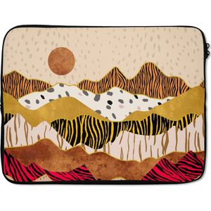 Laptophoes 17 inch - Tijgerprint - Pastel - Goud - Print - Tijger - Abstract - Laptop sleeve - Binnenmaat 42,5x30 cm