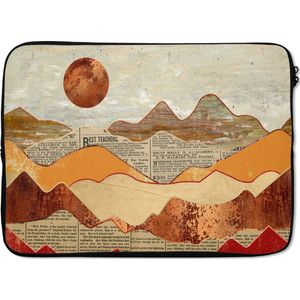 Laptophoes 13 inch - Vintage - Krant - Brons - Abstract - Landschap - Kleuren - Laptop sleeve - Binnenmaat 32x22,5 cm