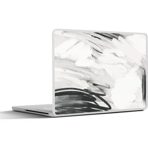Laptop sticker - 10.1 inch - Zwart - Wit - Grijs - Abstract - 25x18cm - Laptopstickers - Laptop skin - Cover