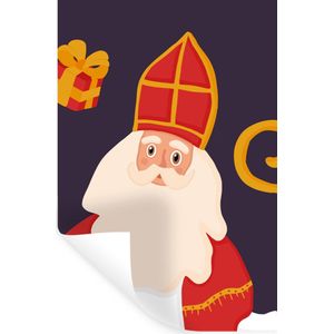 Muurstickers - Sticker Folie - Sinterklaas - Staf - Sint - Kinderen - Jongens - Meisjes - Kids - 80x120 cm - Plakfolie - Muurstickers Kinderkamer - Zelfklevend Behang