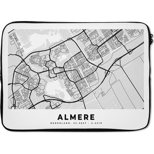 Laptophoes 13 inch - Plattegrond - Almere - Nederland - Laptop sleeve - Binnenmaat 32x22,5 cm - Zwarte achterkant - Stadskaart