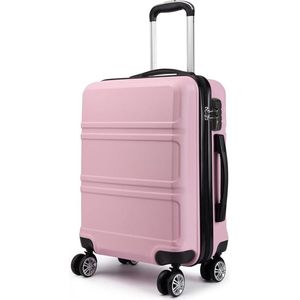 Kono 20 inch Cabine Koffer Lichtgewicht ABS Handbagage 4 Spinner Wielen Trolley Koffer 55x40x22 cm (roze)