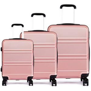 Kono 3 stuks lichte ABS-koffers, 22 inch, 22 inch, 61 cm, 71,1 cm, NUDE, 3-piece set Nude, bagageset