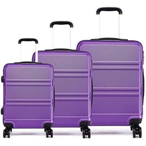 Kono 3pcs Bagage Set 4 Wielen Spinner Trolley Koffer Lichtgewicht ABS Bagage 20"" 24"" 28"" (3 delige set paars)
