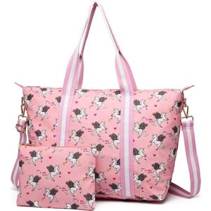 Miss Lulu Weekendtas - Reistas - Sporttas - Opvouwbaar Strandtas - Unicorn print (E6641 UN-PK)