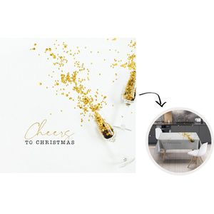 Kerst Tafelkleed - Kerstmis Decoratie - Tafellaken - Winter - Kerst - Goud - 100x100 cm - Kerstmis Versiering