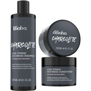 Difiaba - Charcolite Cool Toning Duo Set - Zwart - 2x250ml - Shampoo en Conditioner
