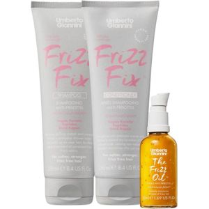 Umberto Giannini - Frizz Fix Care Set - Shampoo 250ml - Conditioner 250ml - Olie 50ml - Vegan