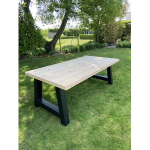 M2-Meubels - douglas tuintafel / eettafel 200cm met matzwart A-onderstel voor binnen en buiten