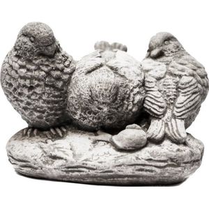Tuinbeeld 3 Duifjes (Wit/ Gepattineerd)-decoratie voor binnen/buiten - beton