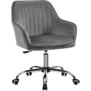 SONGMICS Bureaustoel, draaistoel met fluwelen bekleding, schuimvulling, in hoogte verstelbaar, voor werkkamer, bar, lichtgrijs OBG012G01