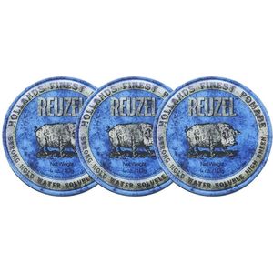 Strong Hold - Water Soluble Pomade - Blauw - 3-Pack - 3x113gr.