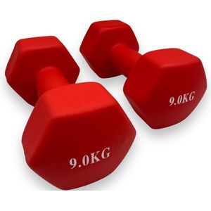 Padisport - Dumbells 9 Kg - Halter - Gewichten Set Halters - Gewichten 9 Kg - Rood - Gewichten - Dumbells - Halters - Gewichtjes 9 Kg
