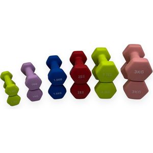 Padisport - Dumbell Neopreen Set 0,5 T/m 3 - Gewichten Set Halters - Mix - Gewichten 3 Kg - Dumbellset - Halterset - Gewichtjes Set 2 Gewichten Set 3 Kg